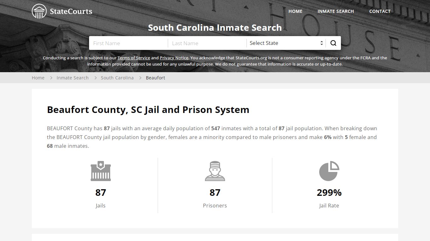 Beaufort County, SC Inmate Search - StateCourts