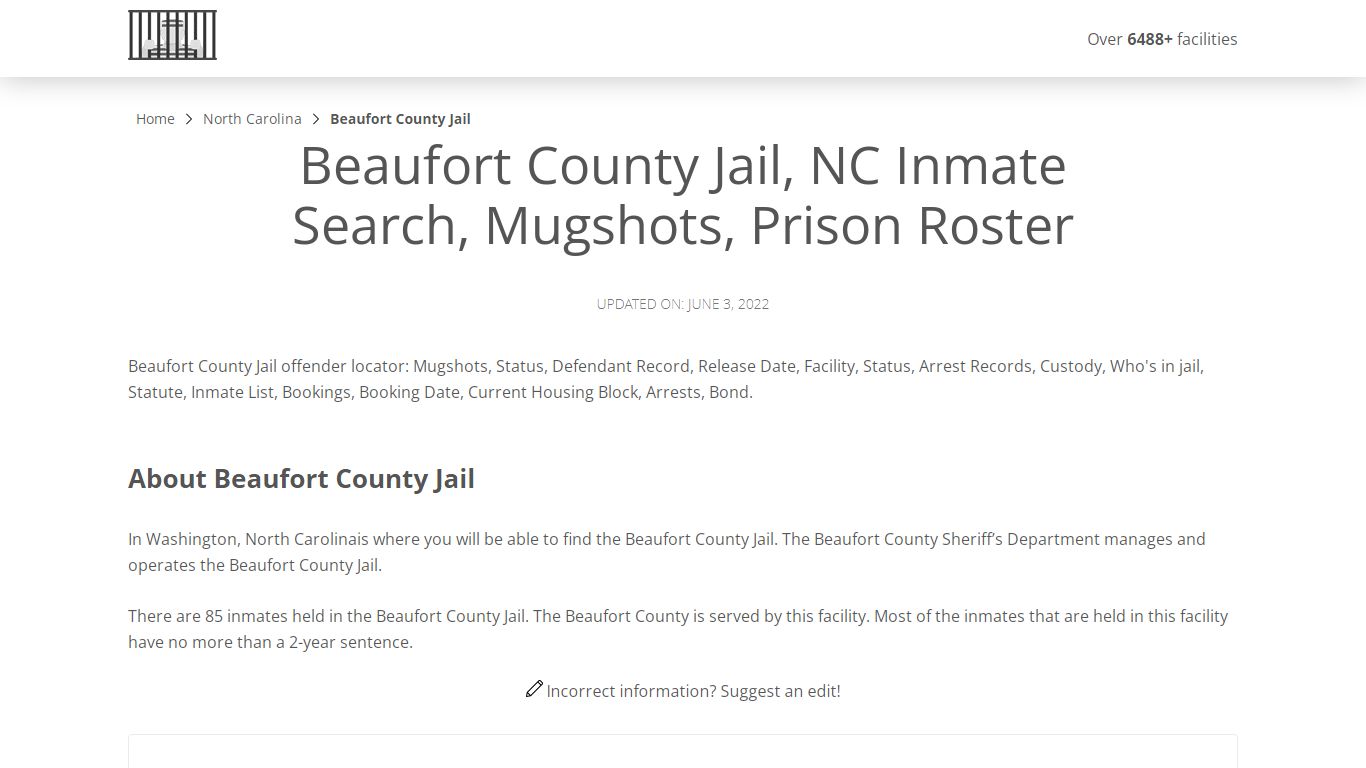 Beaufort County Jail, NC Inmate Search, Mugshots, Prison ...