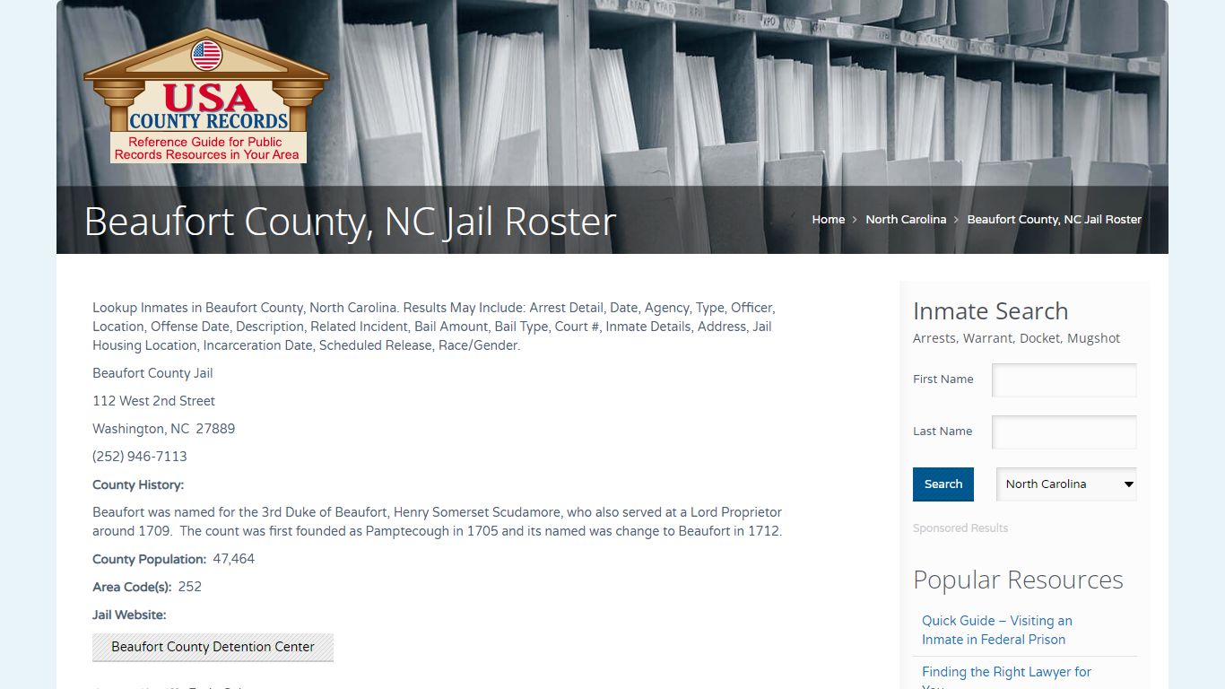 Beaufort County, NC Jail Roster | Name Search